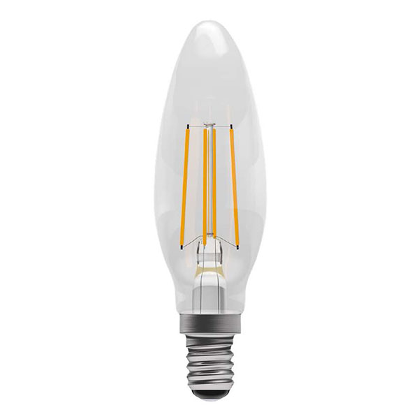 60210 - Aztex 4W LED CRI90 Dimmable Clear Filament Candle - SES - 2200K